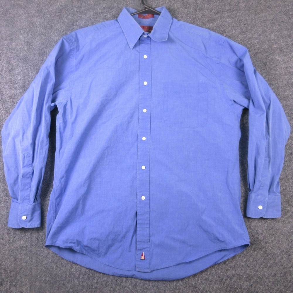 Nordstrom Shirt Mens 15.5 34/35 Blue Relaxed Classic Dress Long Sleeve Cotton